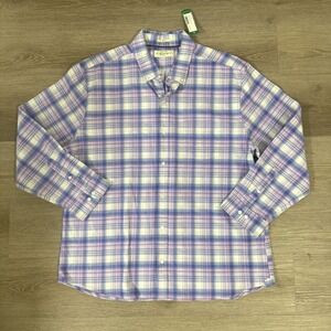 NWT Hawker Rye Button Down Shirt Men XXL Purple Plaid Modern Stretch Oxford Slim